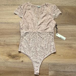 NWT Haute Monde Blush Pink Lace Bodysuit